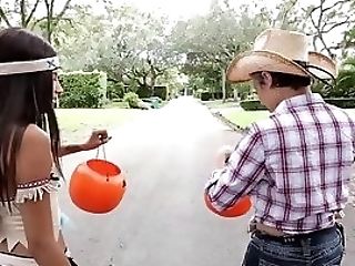 Nasty Teenage Sucking Chisel For Some Halloween Candies