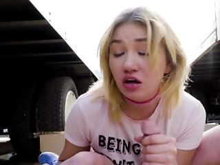 A Blonde With A Sexy Mouth Is Doing Dick Blowing Like A Pro